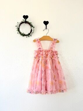 Disney Minnie Mouse Pink Butterfly Ruffle Dress Size 2T